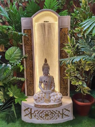 Image of Big Slate Buddha Fountain for Living Room Home Decor Garden Decoration and Drawing Room Indoor Outdoor (White:125 cm X 56 cm X 35 cm)