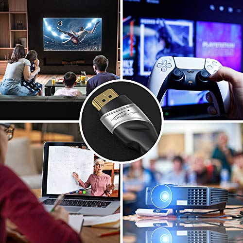 Image of KabelDirekt - 10K & 8K HDMI 2.1 Cable - 10ft, Certified | HDMI 2.1b - Ultra High Speed Cable for PC, PS5, Xbox, Monitor and TV - Black-Silver