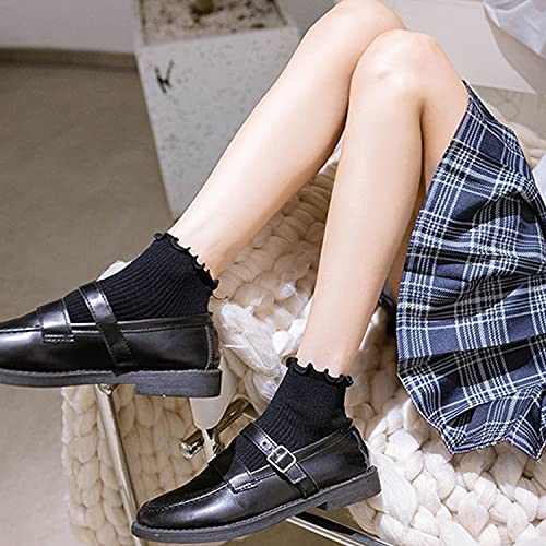 Image of Mcool Mary Womens Ruffle Socks, Cute Ankle Winter Warm Knit Cotton Frilly Sock 6 Pack