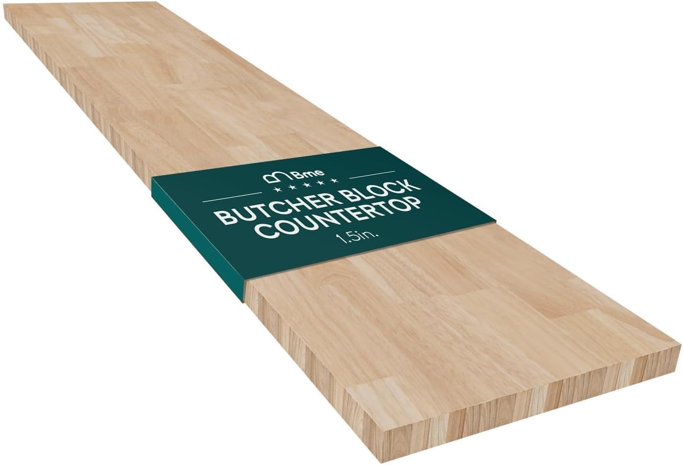 Bme Hevea Solid Wood Butcher Block Countertop, Unfinished Table Top for DIY K...