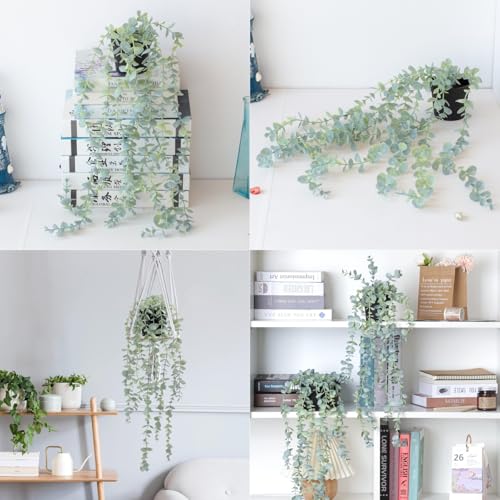 CSGHMM 2 Pcs Artificial Eucalyptus Hanging Plant - Fake Trailing Ivy Decor for Kitchen, Bathroom,Office - Faux Greenery Hanging Baskets for Indoor Wall Shelf Decor,Front Garden Aesthetic - Cosy Home Interiors CSGHMM 2 Pcs Artificial Eucalyptus Hanging Plant - Fake Trailing Ivy Decor for Kitchen, Bathroom,Office - Faux Greenery Hanging Baskets for Indoor Wall Shelf Decor,Front Garden Aesthetic - Image 5