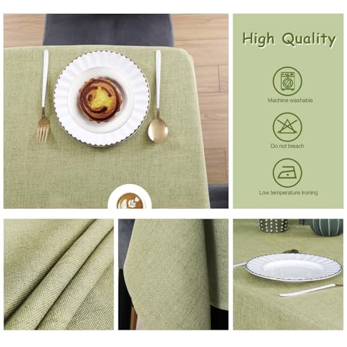 Tischdecke Abwaschbar Salbeigrün 145 x 300 cm Leinenoptik Wasserdicht – Ansicht 5