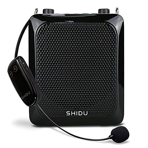 SHIDU Wireless Voice Amplifier, Protable 25W High Power PA System with UHF Headset Microphone and Speaker,Bluetooth,Multifunction Speakers Megaphone for Outdoor,Teachers, Classroom,Tour Guide,Fitness