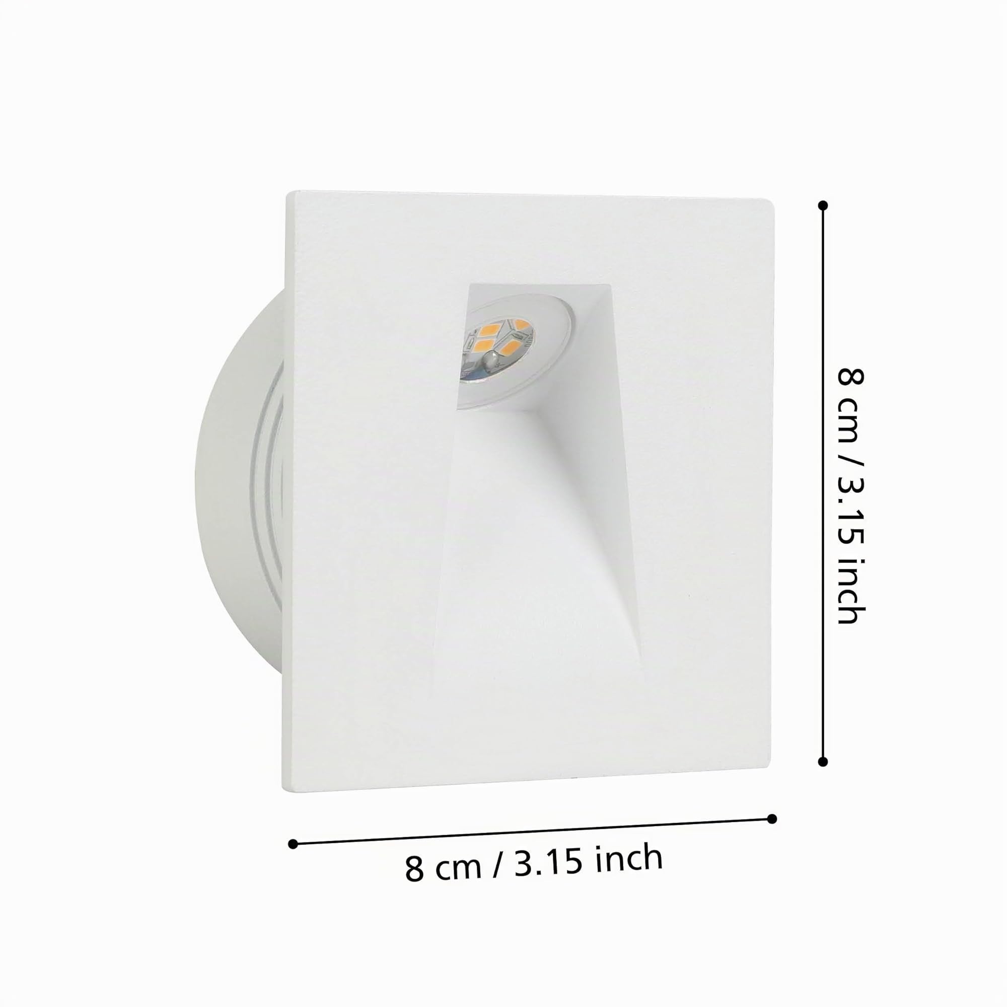 Eglo Spot LED encastrable Mecinos, luminaire encastré mur, spot mural blanc pour escalier, blanc chaud, 8 cm