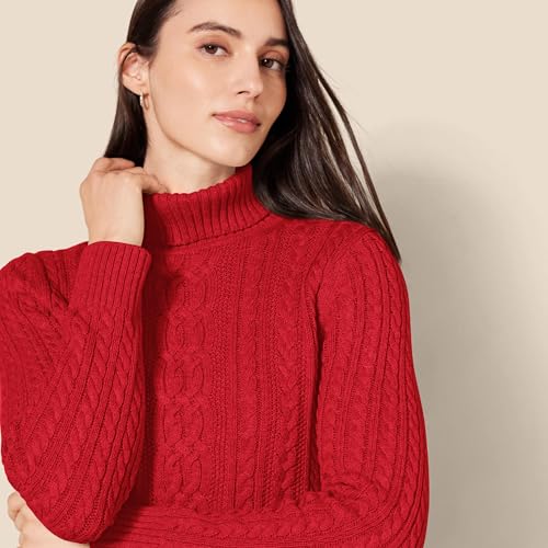 Image of Amazon Essentials Women's Long Sleeve Fisherman Cable Knit Turtleneck Sweater (Available in Plus Size)