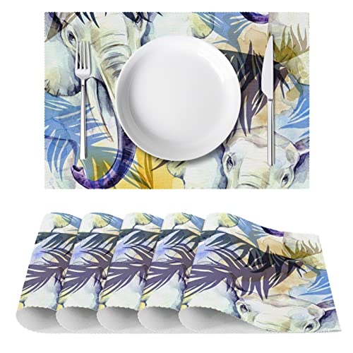 Sets de table colorés feuilles tropicales lavables pour décoration de cuisine - 3