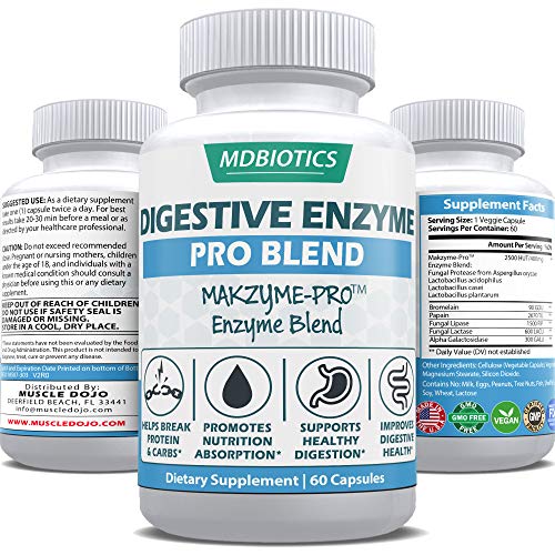 Digestive Enzyme - Immune, Gut & Digestive Health Support - Gluten Free, Non-GMO, All-Natural - Made in USA - 60 Veggie Caps