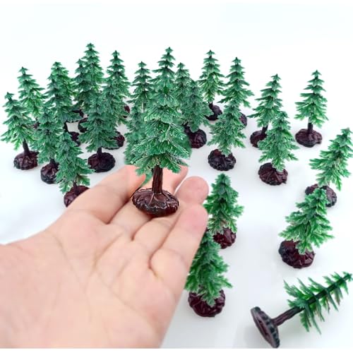FAZHBARY 30 PCS Miniature Trees Miniature Christmas Tree Figurines for Crafts Plastic Trees Scenery Landscape Model Pine Tree Diorama Trees