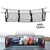 Cargo Net for Pickup Truck Bed - 47" x 12" Cargo Net Trunk Bed Organizer w/ 3 Pocket for Truck Bed,