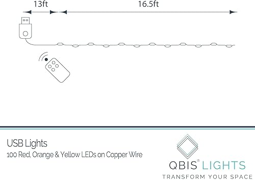 Miniatura 5 de QBIS Guirnalda de 100 luces micro LED, control remoto, enchufe USB, temporizador, multifunción, ajuste de brillo, tira de luces micro LED (rojo,