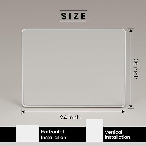 Miniatura 301 de Espejo de baño dorado, 48 x 30 pulgadas, espejo de marco de metal dorado cepillado para pared, espejo rectangular redondeado de tocador de baño