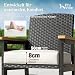 PHI VILLA 7-teiliges Rattan Gartenmöbel Set mit Esstisch und 6 Stühlen, Gartentisch Wetterfest und Gartenstuhl mit Dickerem Kissen, E-Beschichtung Metall Terrassenmöbel Outdoor Balkonmöbel Set für 6