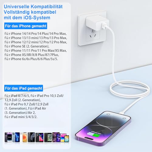 IPhone Ladekabel 1Pack 0.2M USB auf Lightning Kabel MFi Zertifiziert für Apple Schnellladekabel,für IPhone 14/13/12/11/Pro/ProMax/Mini/XS/XR/MAX/X/8/7/6/6s/Plus/SE/iPad Mini