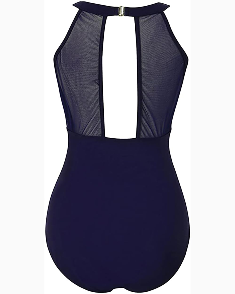 Viloree Costume da Bagno Intero da Donna con Controllo della Pancia Increspato Costumi da Bagno Collo Alto Blu Scuro L