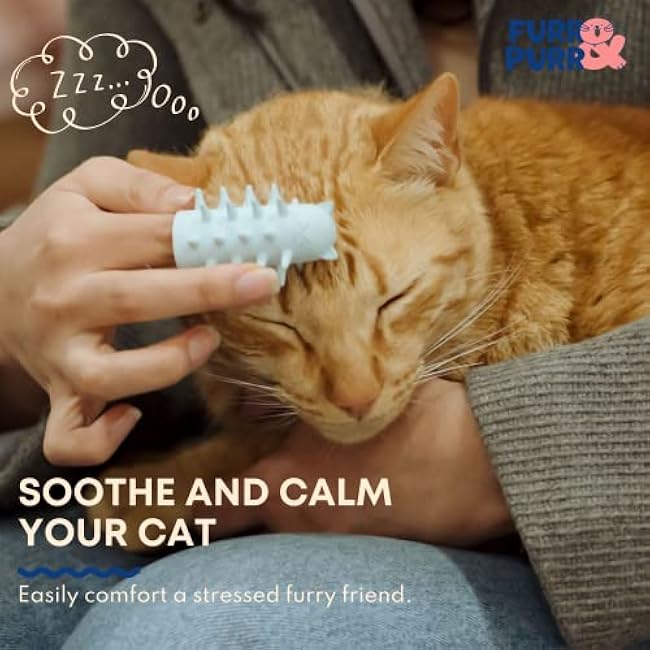 Furr&Purr Cat Brush Set for Indoor Cats - Grooming Tools: Face Scratcher, Calming Massager, and Scratching Pad (2-Pack, Made in the USA)-raTYPdkL