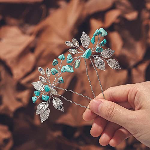 JEAIRTS Bridal Turquoise Hair Pins