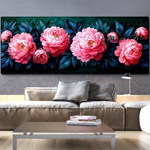 Fleur peinture diamant pour décoration murale grand salon rose