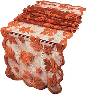 ZQO Table Runner, Maple Leaf Lace Long Festive Table Runner for Coffee Table Outdoor Patio Table Dessert Table Thanksgiving Dinner Christmas Halloween Autumn Seasonal Decoration (13 X 72inch)