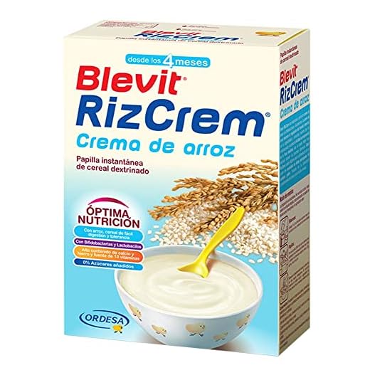 Blevit Rizcrem - Papilla de Cereales para bebé con Crema de Arroz - Sin Gluten y Sin Azúcares Añadidos - Facilita la digestión - Desde los 4 meses - 300g