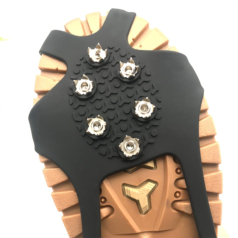 willceal Ice Cleats, Ice Grippers Traction Cleats Shoes and Boots Rubber Snow Shoe Spikes Crampons with 10 Steel Studs Cleats Prevent Outdoor Activities from Wrestling