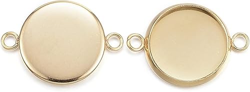 Miniatura 25 de Craftdady 100 conectores colgantes de bandeja de bisel de 0.98 pulgadas (0.984 in), color blanco cameo redondo, cabujón de acero inoxidable, doble