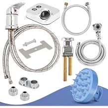 LukLoy Shampoo Bowl Sprayer Hose Replacement with Faucet Vacuum Breaker Kit Hair Shampoo Brush, 1/4" Nut Professional Salon Sink Stainless Steel Hose for Sink Bed
