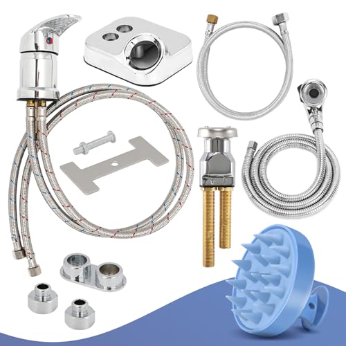LukLoy Shampoo Bowl Sprayer Hose Replacement with Faucet Vacuum Breaker Kit Hair Shampoo Brush, 1/4