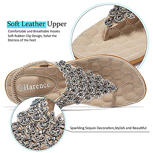 Harence Sandals For Women Dressy Summer Flat Comfortable Elastic Flats Casual Non Slip Thong Bohemian Womens Sandal #TOP2