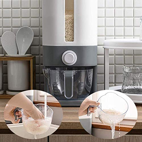 Muugo Rice Bucket Rice Storage Box Large Sealed Grain Container Kitchen Food Grain Storage Container Household Rice Bucket Storage Box Metering Cylinder with Automatic Rice Storage Tank (Gray)