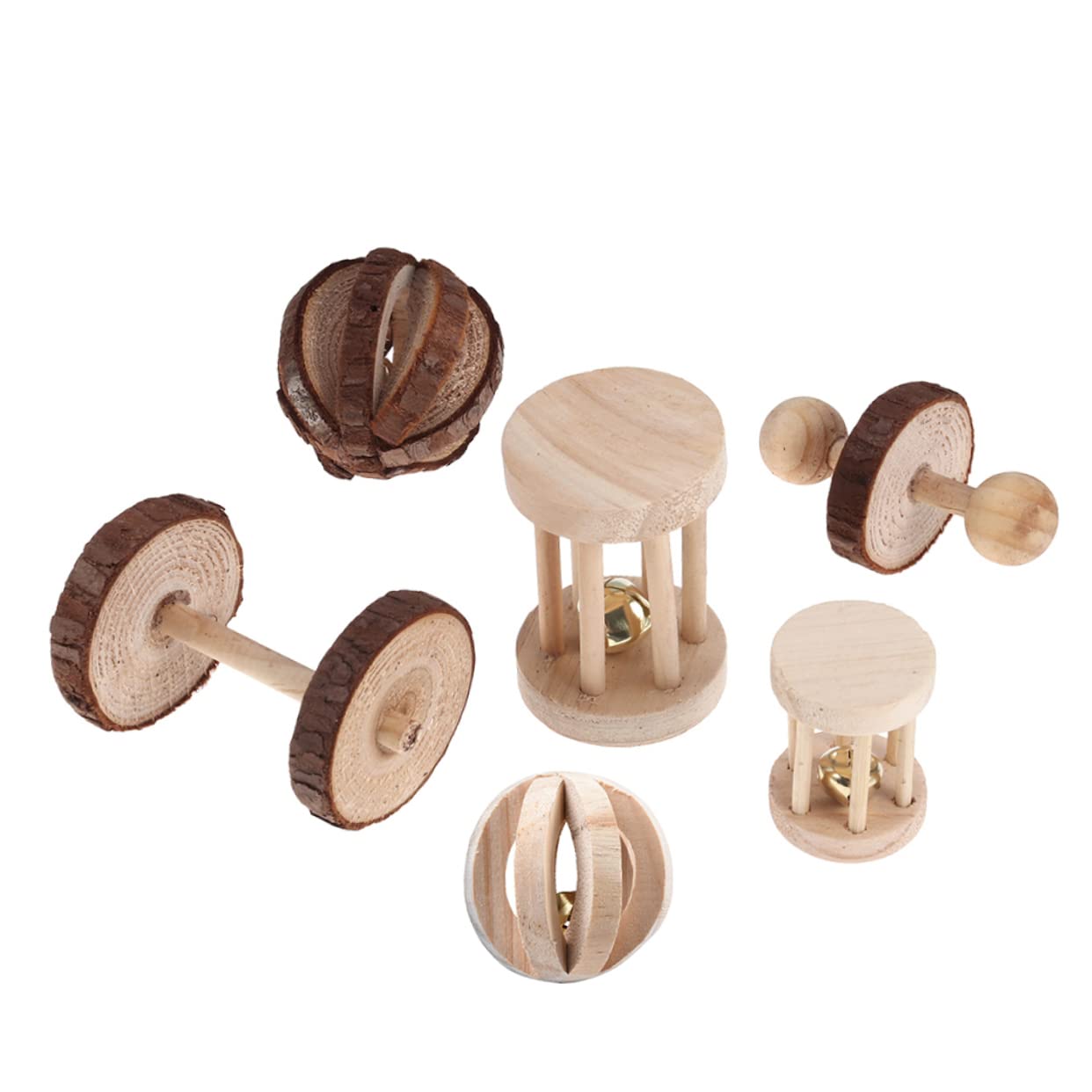 SUPVOX 18piezas Juguetes De Madera para Mascotas Pequeñas De Juguetes Masticables Naturales para Hámsters Conejos y Loros Cuidado y Entretenimiento para Roedores y Aves Varios Estilos