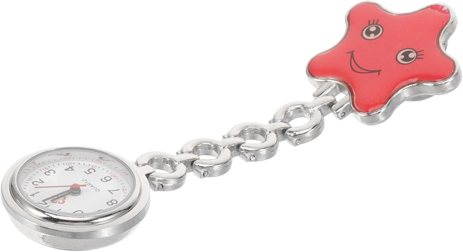 Holibanna Portable Red Nursing Pocket Watch Clip-on Design Zinc Alloy Small Watch for Women and Elderly Nurses with Cute Vintage Style