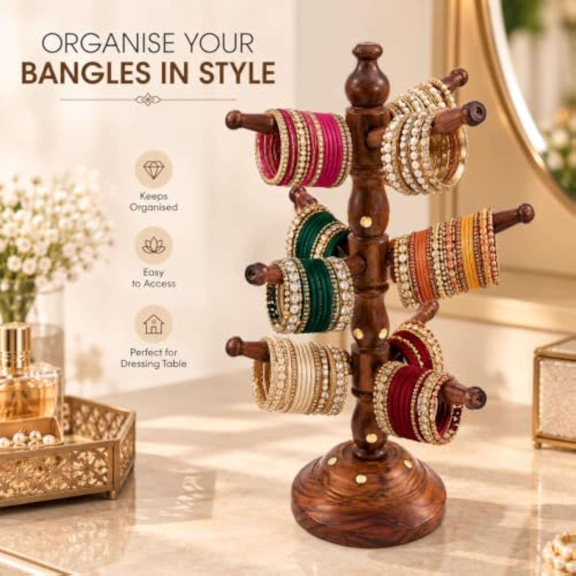 Wooden Bangle Stand for Women