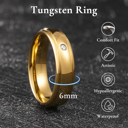 Image of King Will Men's Women's Tungsten Carbide Ring 24k Gold Plated Rose Gold Plated Domed Polished Finish Wedding Band