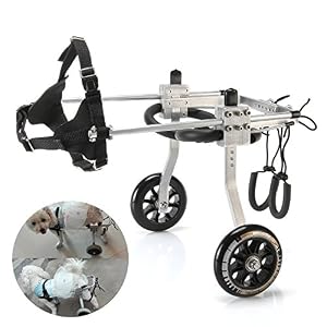 Adjustable Aluminium Dog Wheelchair for Small Pets, Rehabilitation Aid Hind Leg Mobility Cart for Dogs and Cats