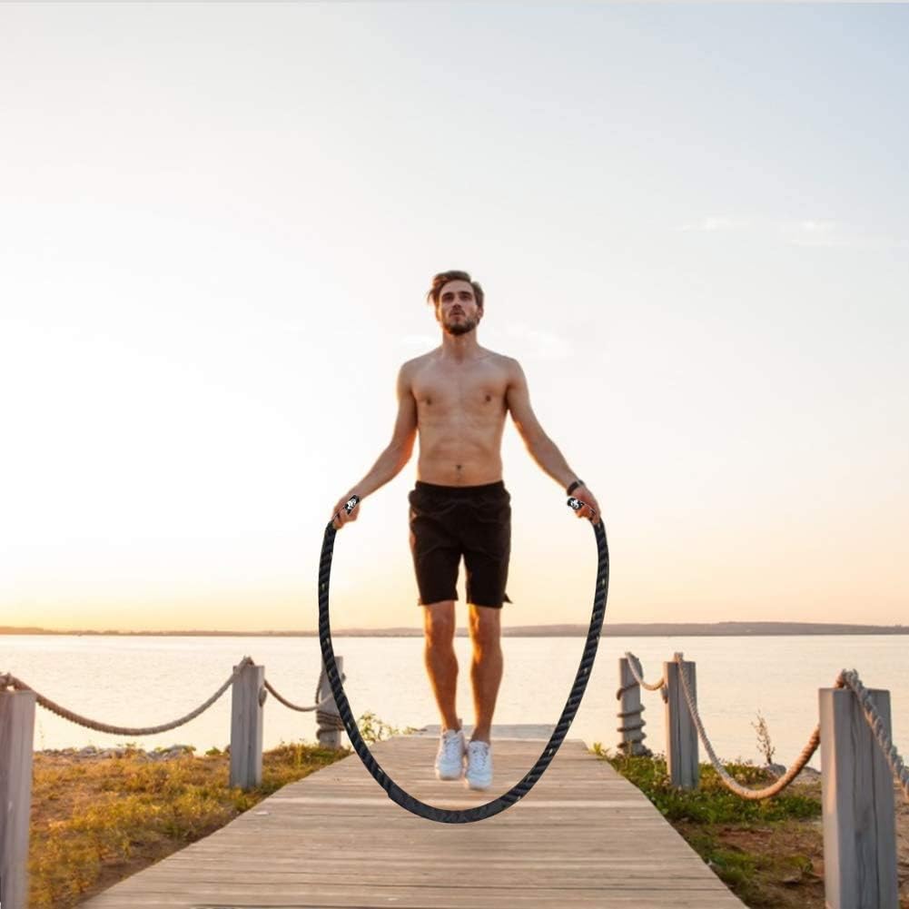 AUTUWT Weighted Jump Rope Skipping Rope Workout Battle Ropes with Gloves for Men Women Total Body Workouts Power Training Improve Strength Building Muscle