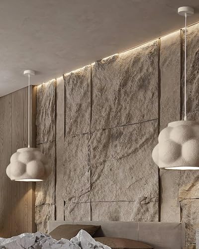 Image of Modern Cloud Pendant Light, White Semi-Sphere White Resin Hanging Lamp, Home Deco Living Room Ceiling Light Fixture, 40cm (Narrow-Cloud)