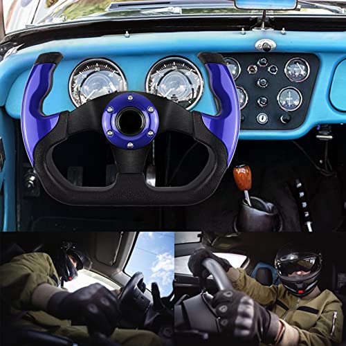 QYMOPAY Volante universal de corrida, volante de 6 parafusos de couro antiderrapante e alumínio para