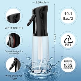 Alternative view of IMPORX Continuous Spray Bottle for Hair (10.1oz/300ml) 2 Pack Home Essentials Spray Bottles For Cleaning Empty Ultra Fine Water Mister Sprayer For Hairstyling Garden Plants Curly Hair Perfume Etc
