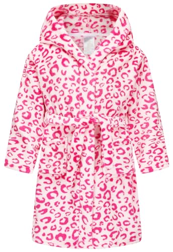 Image of Girls Fleece Hooded Robes, Warm Printed Bath Robe for Kids Soft Fuzzy Bathrobe for Gifts