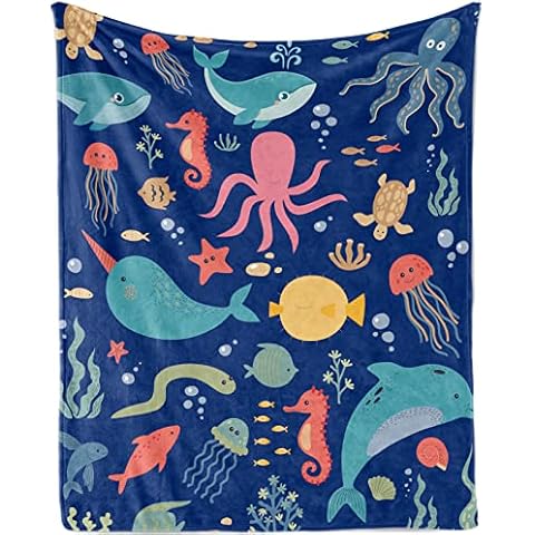 TUTUXMA Ocean Blanket for Kids, Plush Fleece Cover