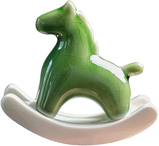ミニ馬の置物リビングルームの馬の装飾品卓上ラッキー動物像車の装飾風水彫刻おもちゃセラミックスティーペット,グリーン
