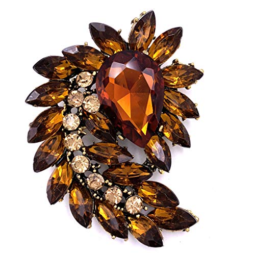 SELOVO Marquise Color Leaf Brown Brooch Pin Jewelry Accessory Gold Tone