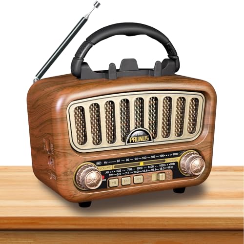 Radio retro con Bluetooth, AM/FM/SW, radio de maletero, con Bluetooth 5.0, radio de cocina pequeña con batería de 1800 mAh, compatible con función USB/TF/AUX, adecuada para oficina en casa, grano de