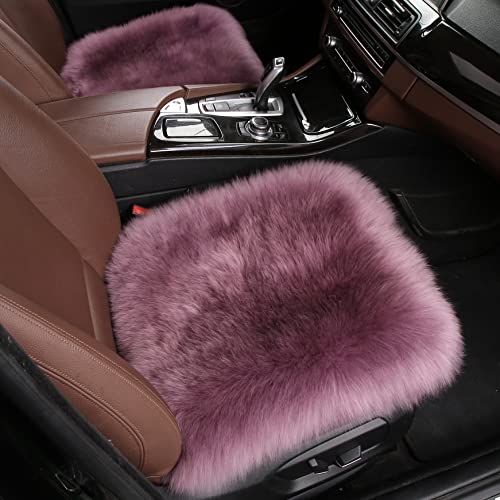 Aogelan Fluffy Soft Genuine Sheepskin Car Seat Cover, Luxury Long Wool Car Front Seat Cushions For Universal Vehicle, Suv, Jeep, Trucks ,Office Chairs (3Pcs, Pansy Purple) #TOP1