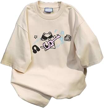 Maglietta Y2K Gatto Kawaii Per Donna - T-shirt Oversize In Cotone, Stile Harajuku Streetwear