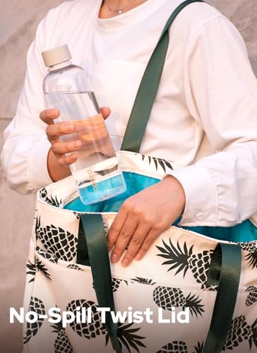 Image of Opard Slim Water Bottle 27oz, Dishwasher Safe Plastic Water Bottle BPA-Free, Leakproof Screw Top, Clear Cream, Reusable for Travel School Sport Gym Hiking