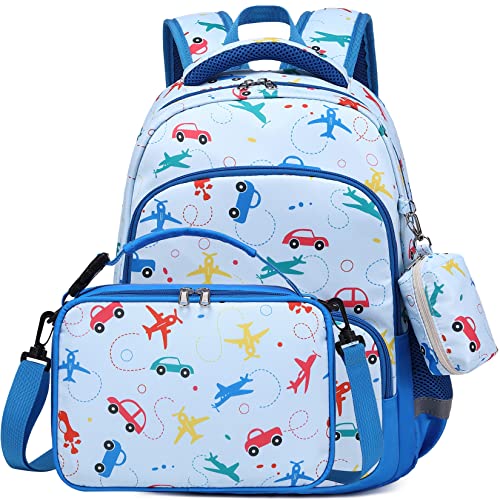 MIRLEWAIY Kids Backpack 15.7 Inch 3 Pcs Set with Lunch Box Pencil Bag for School Girls Boys Student