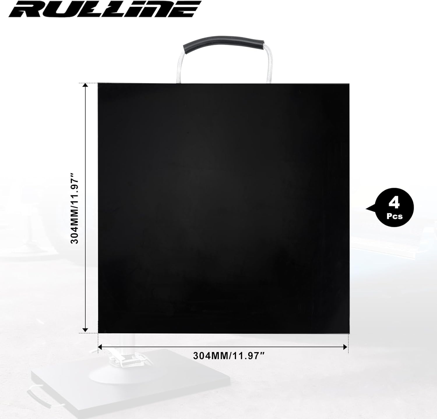 RULLINE 4 Pack RV Jack Leveling Blocks - Heavy Duty Stabilizing Pads Compatible with RV, Truck, Trailer & Crane - Stackable, Waterproof with Handle - 12x12x1 Inches, Black