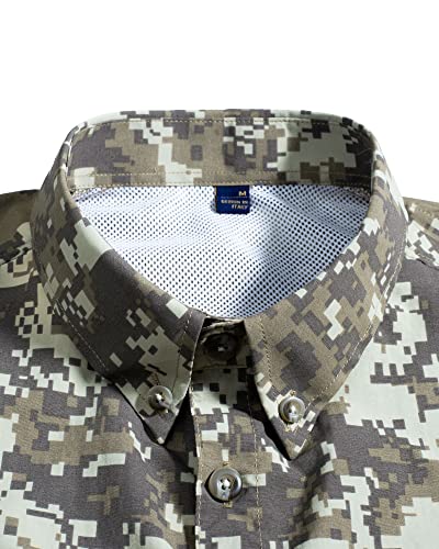 Alimens & Gentle Mens Short Sleeve Fishing Shirt Camouflage Quick Dry Outdoor Sun Protection Shirts, Camo, 3X-Large #TOP3