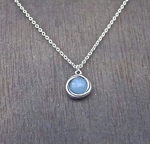 Aquamarine Necklace with Single Stone for Women, Small 925 Sterling Silver Pendant, Dainty Minimalist Blue March Birthstone, Boho Style - Image 8